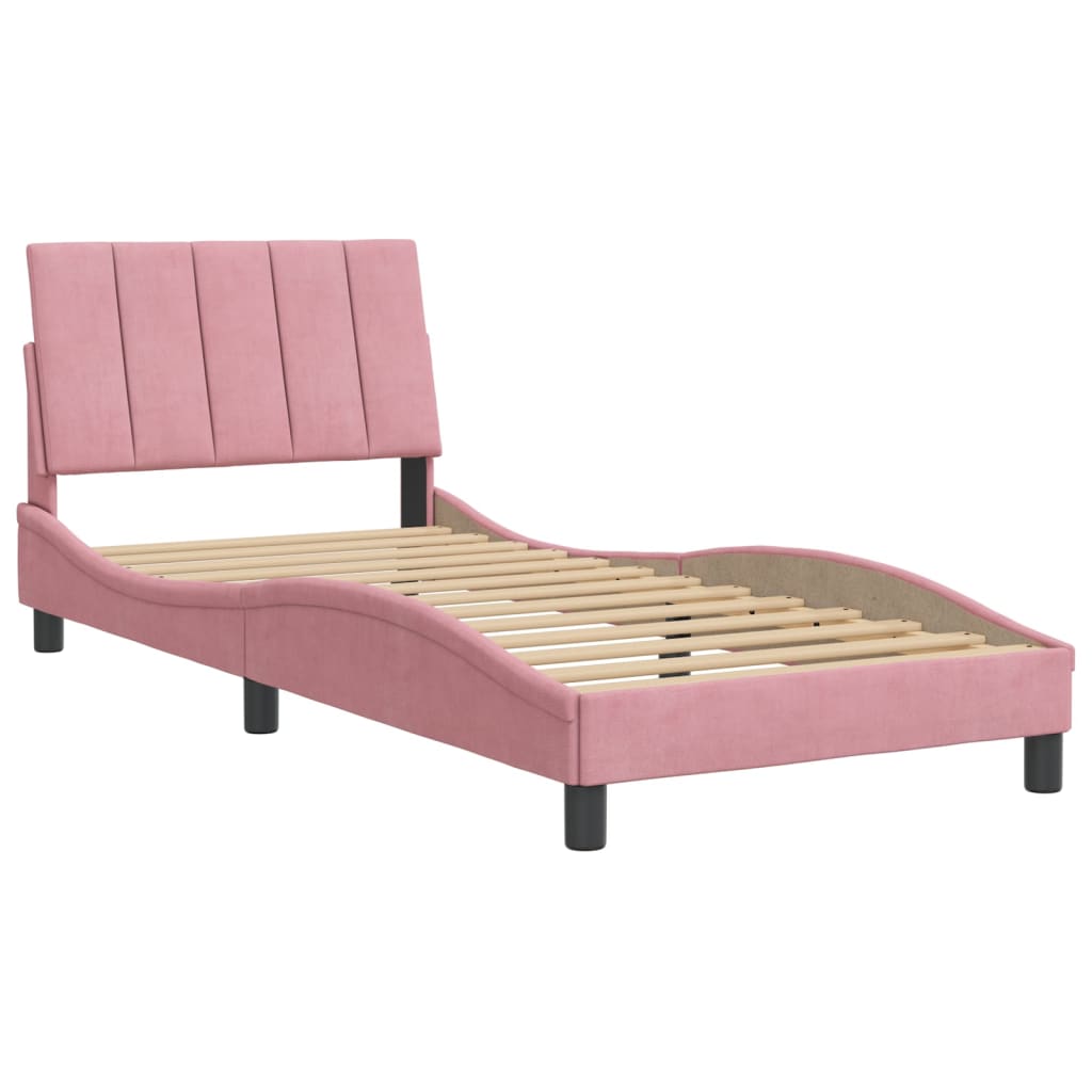 vidaXL Estructura de cama con cabecero de terciopelo rosa 80x200 cm