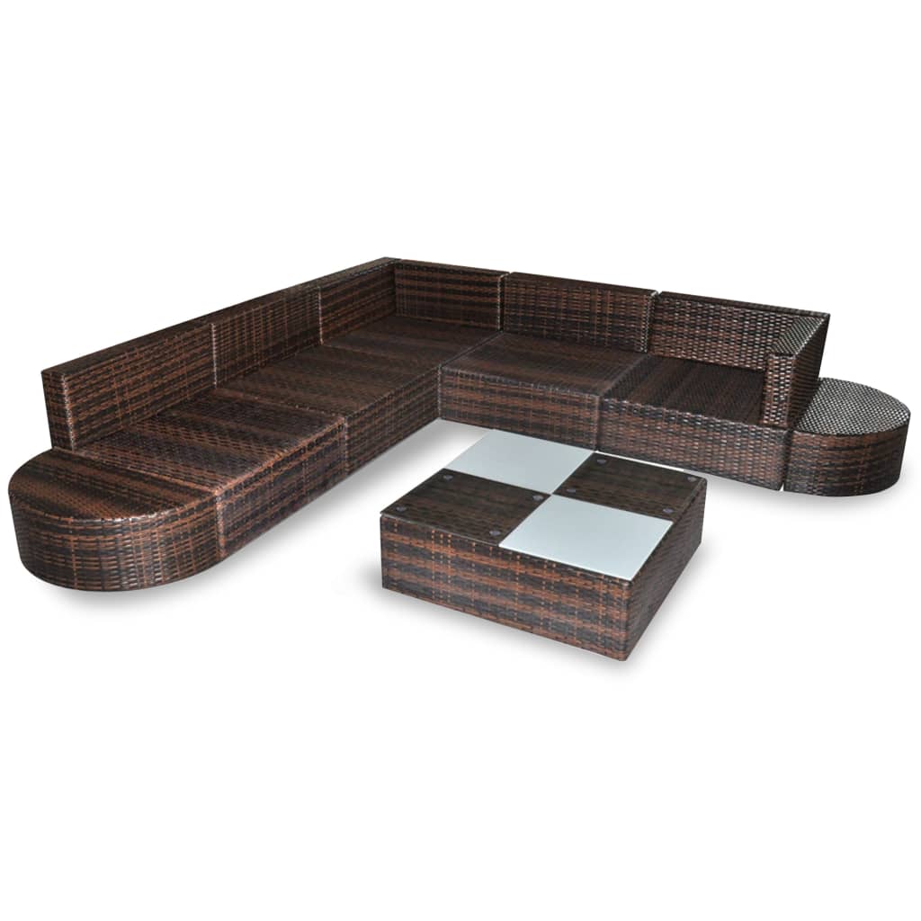vidaXL Set muebles de jardín 8 piezas y cojines ratán sintético marrón