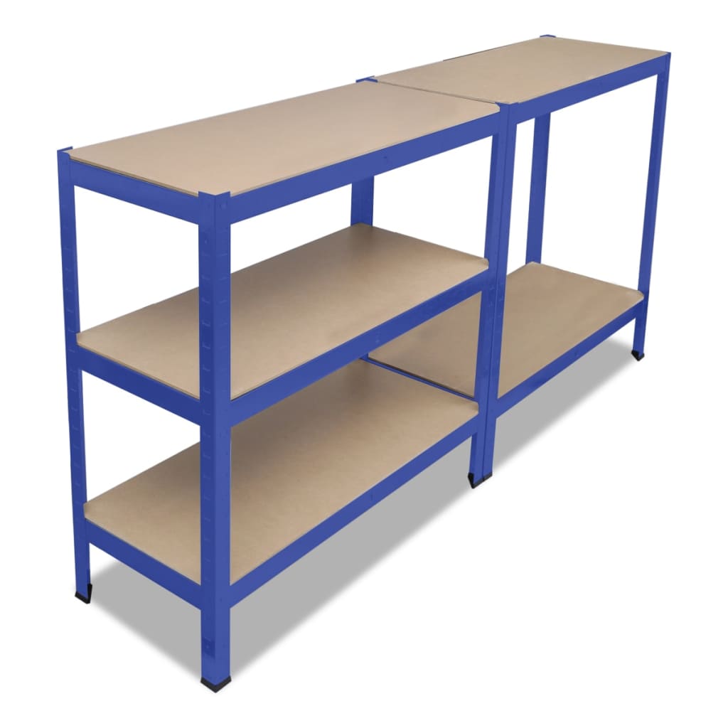 vidaXL Estantería almacenaje 5 niveles azul madera ingeniería acero