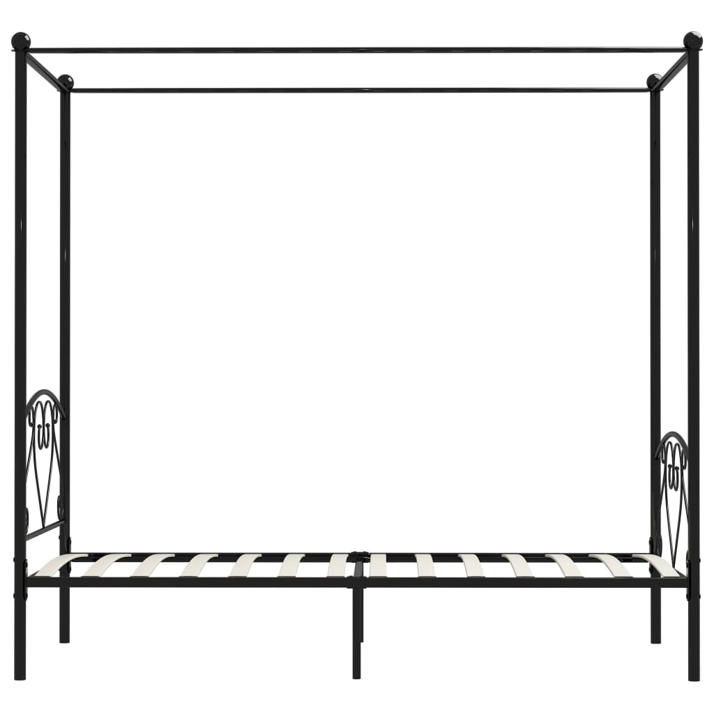 vidaXL Estructura de cama con dosel metal negro 120x200 cm