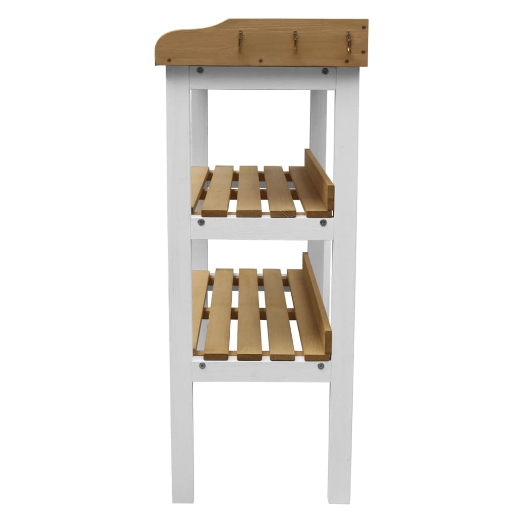 AXI Mesa para macetas con 2 estantes de almacenaje marrón y blanco