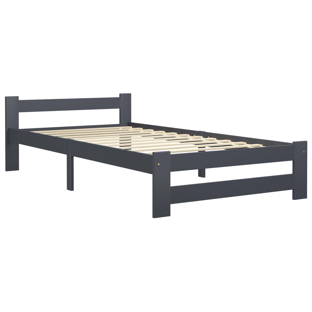 vidaXL Estructura de cama madera maciza de pino gris oscuro 100x200 cm