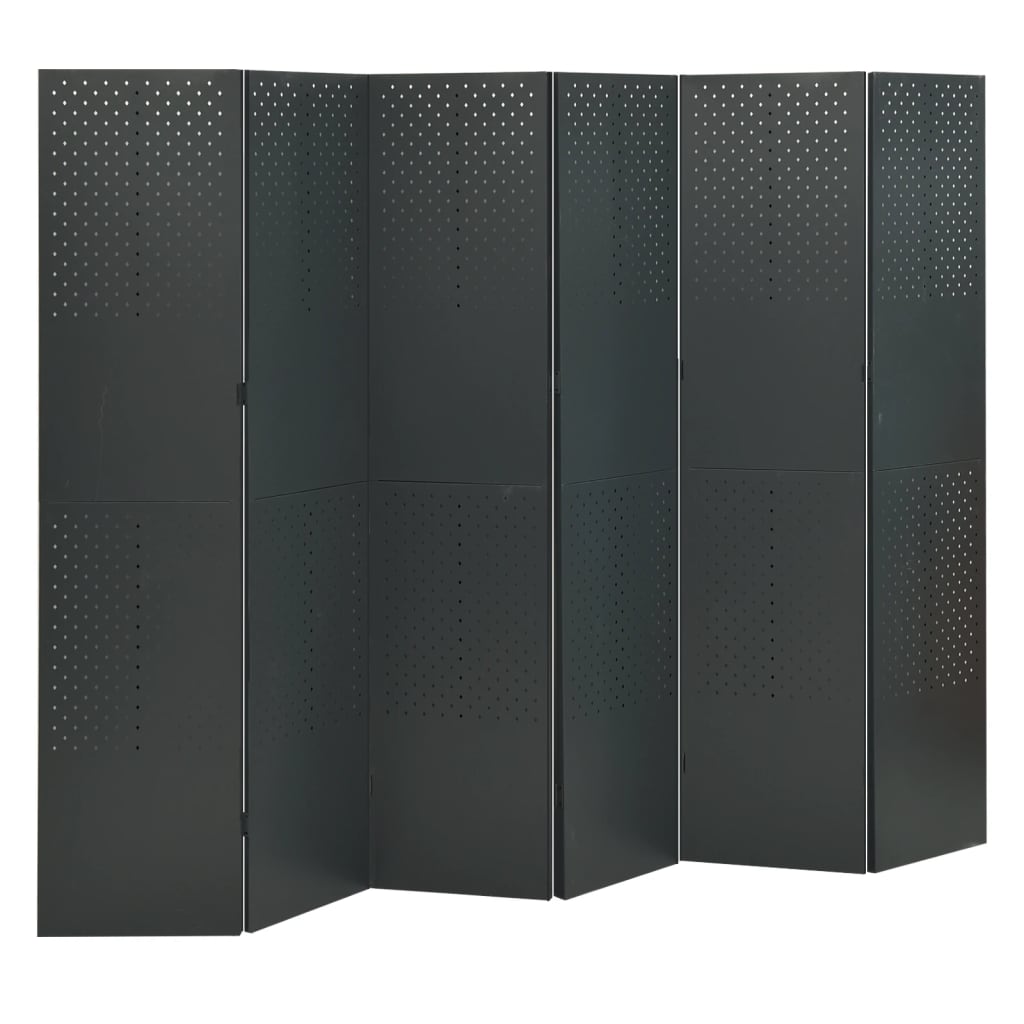 vidaXL Biombos divisores de 6 paneles 2 uds acero antracita 240x180 cm