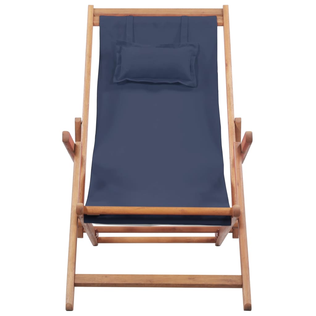 vidaXL Silla de playa para patio, silla plegable para exteriores con marco  de madera maciza, silla de patio para balcón, tela y marco de madera