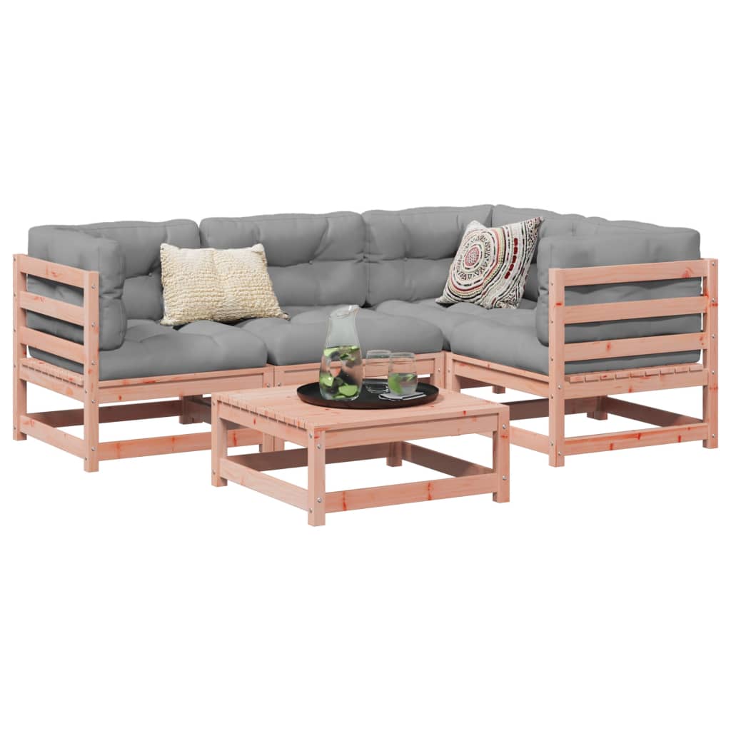 vidaXL Set de sofás jardín 5 pzas con cojines madera abeto Douglas