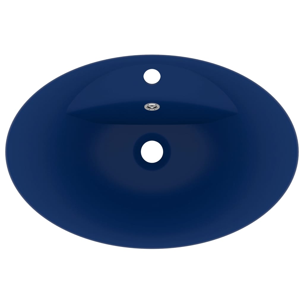 vidaXL Lavabo lujoso con rebosadero cerámica azul oscuro 58,5x39cm