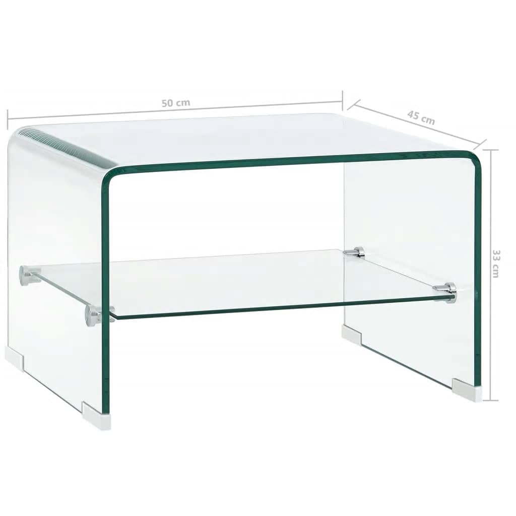 vidaXL Mesa de centro de vidrio templado transparente 50x45x33 cm