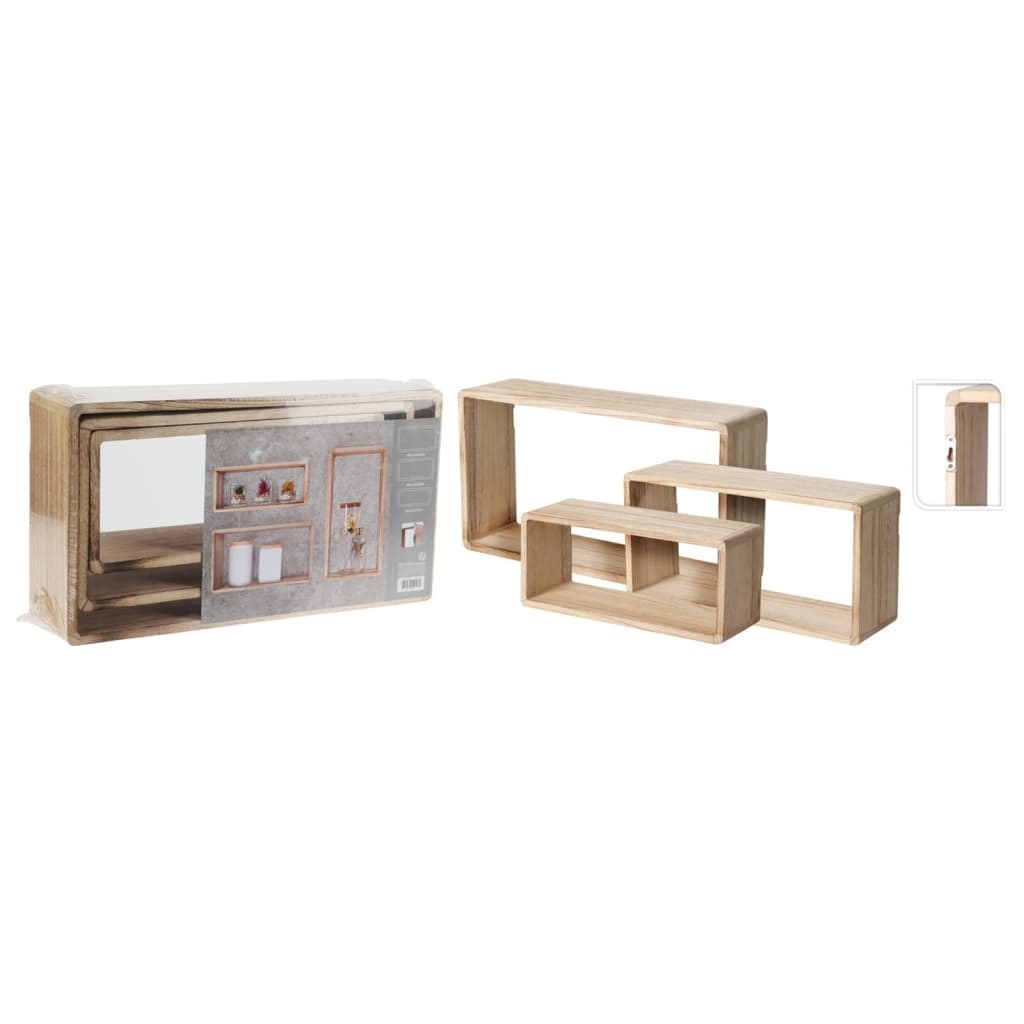 H&S Collection Juego de estantes 3 piezas madera natural
