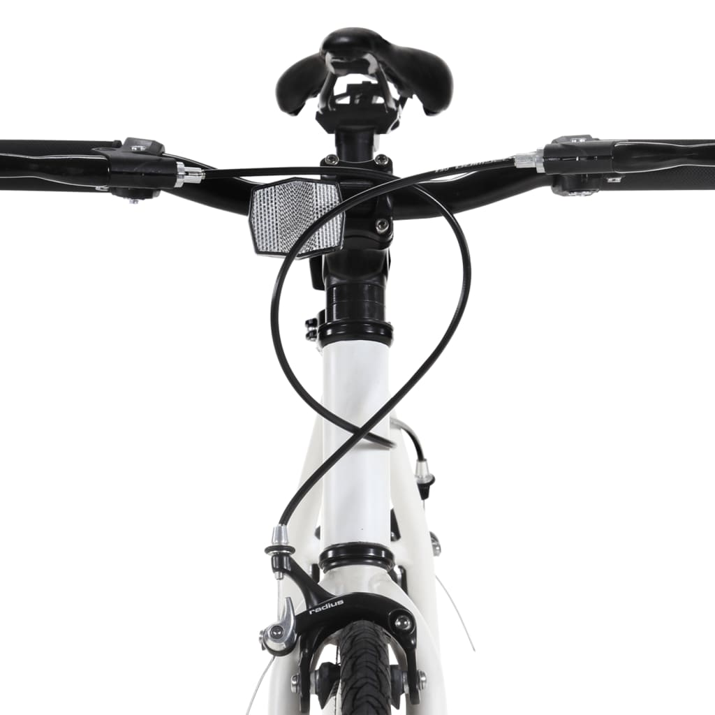 vidaXL Bicicleta de piñón fijo blanco y naranja 700c 59 cm