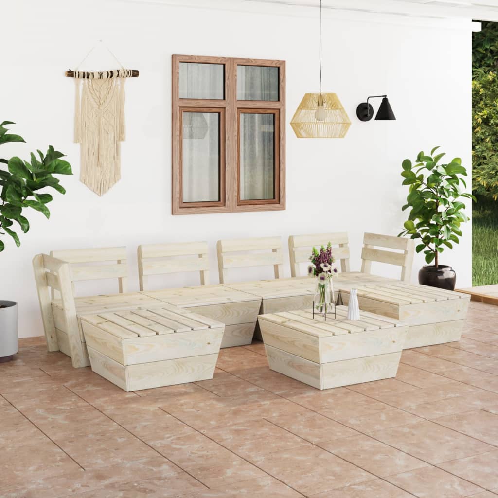 vidaXL Muebles de palets para jardín 7 pzas madera de abeto impregnada