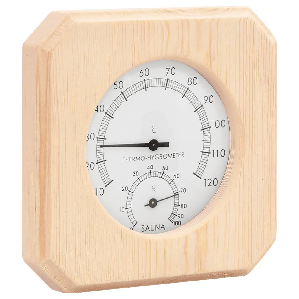 vidaXL Higrotermógrafo y reloj de arena para sauna 2 en 1 madera pino