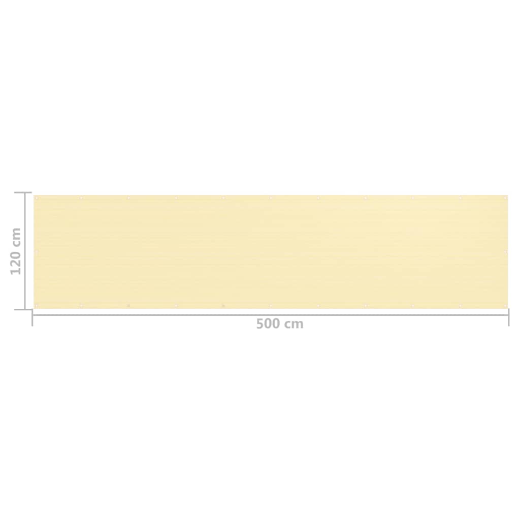 vidaXL Toldo para balcón HDPE beige 120x500 cm