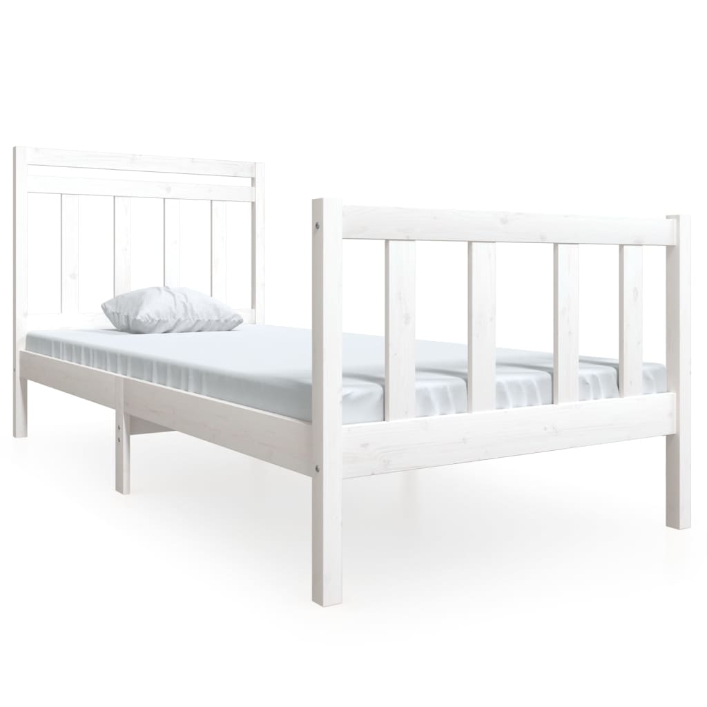 vidaXL Estructura de cama individual de madera maciza blanco 90x190 cm