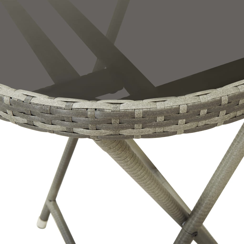 vidaXL Mesa y sillas de jardín 3 piezas ratán sintético y vidrio gris