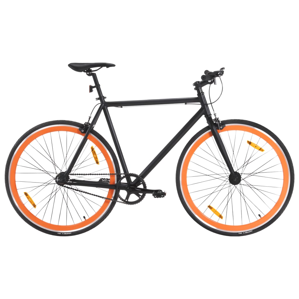 vidaXL Bicicleta de piñón fijo negro y naranja 700c 55 cm