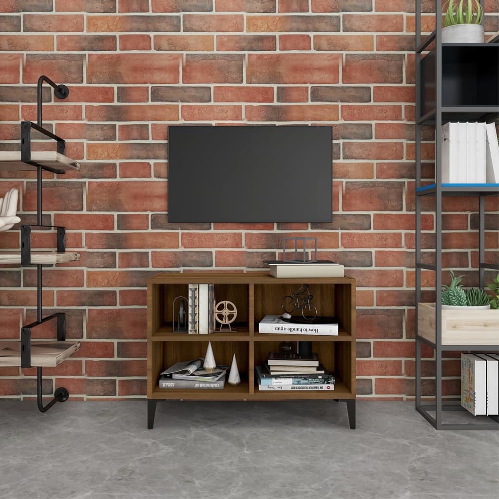 vidaXL Mueble para TV con patas de metal roble marrón 69,5x30x50 cm