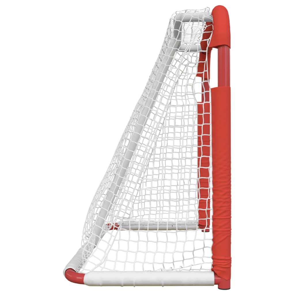 vidaXL Portería de hockey poliéster rojo y blanco 137x66x112 cm