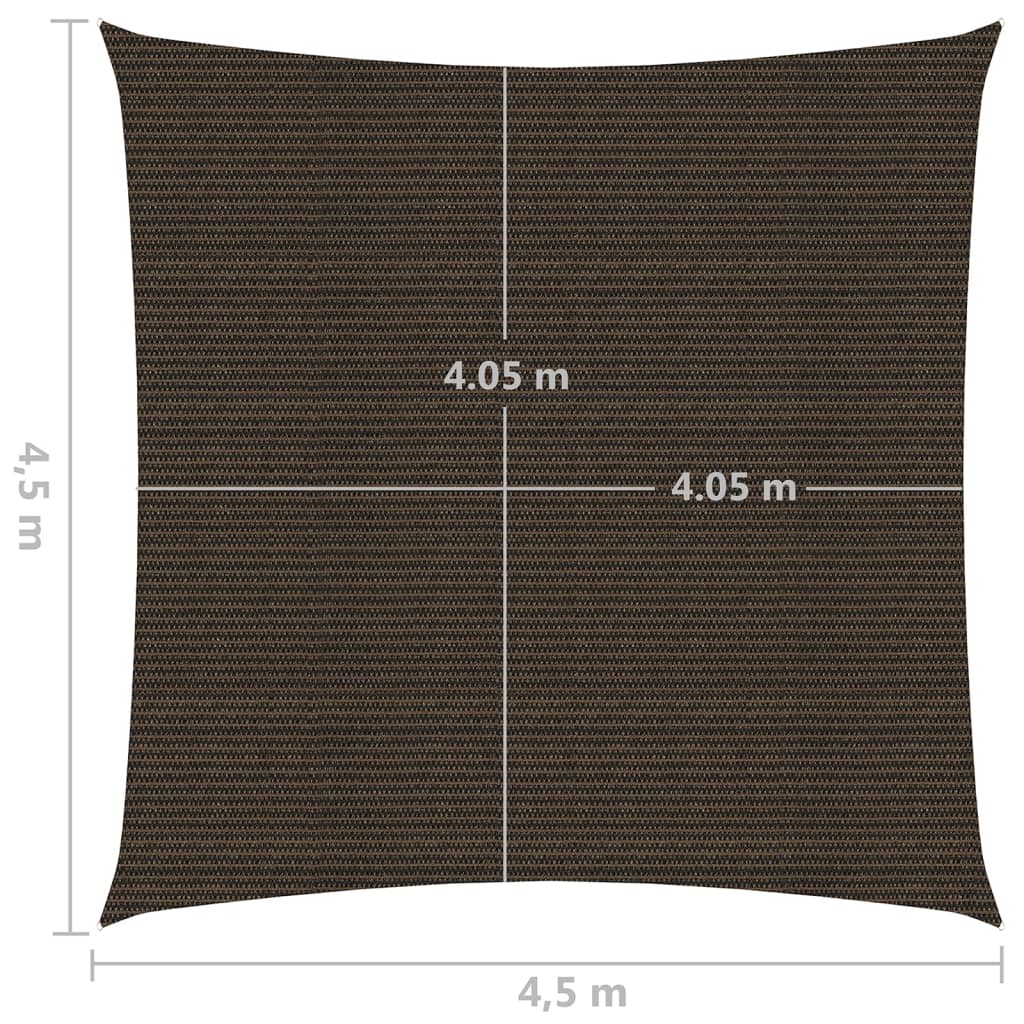 vidaXL Toldo de vela HDPE marrón 160 g/m² 4,5x4,5 m