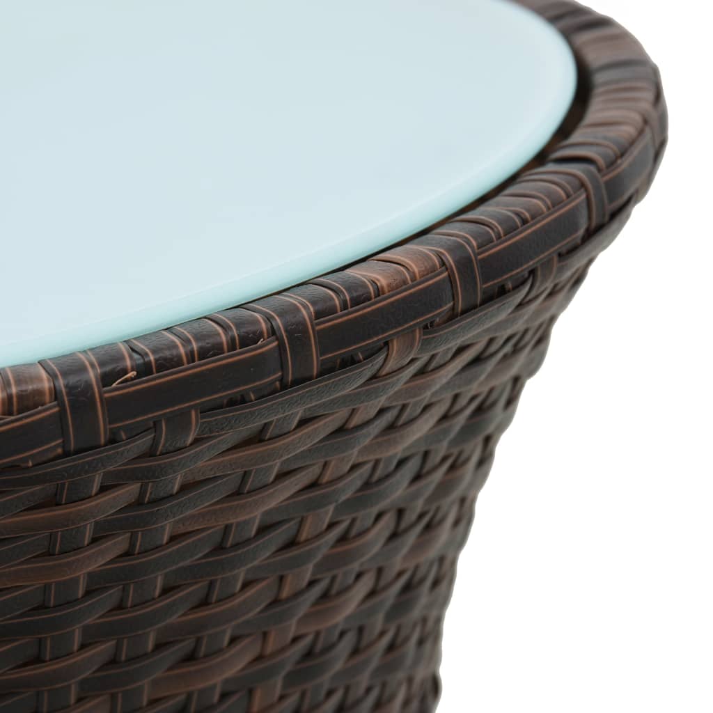 vidaXL Mesa de jardín en forma de tambor ratán sintético marrón