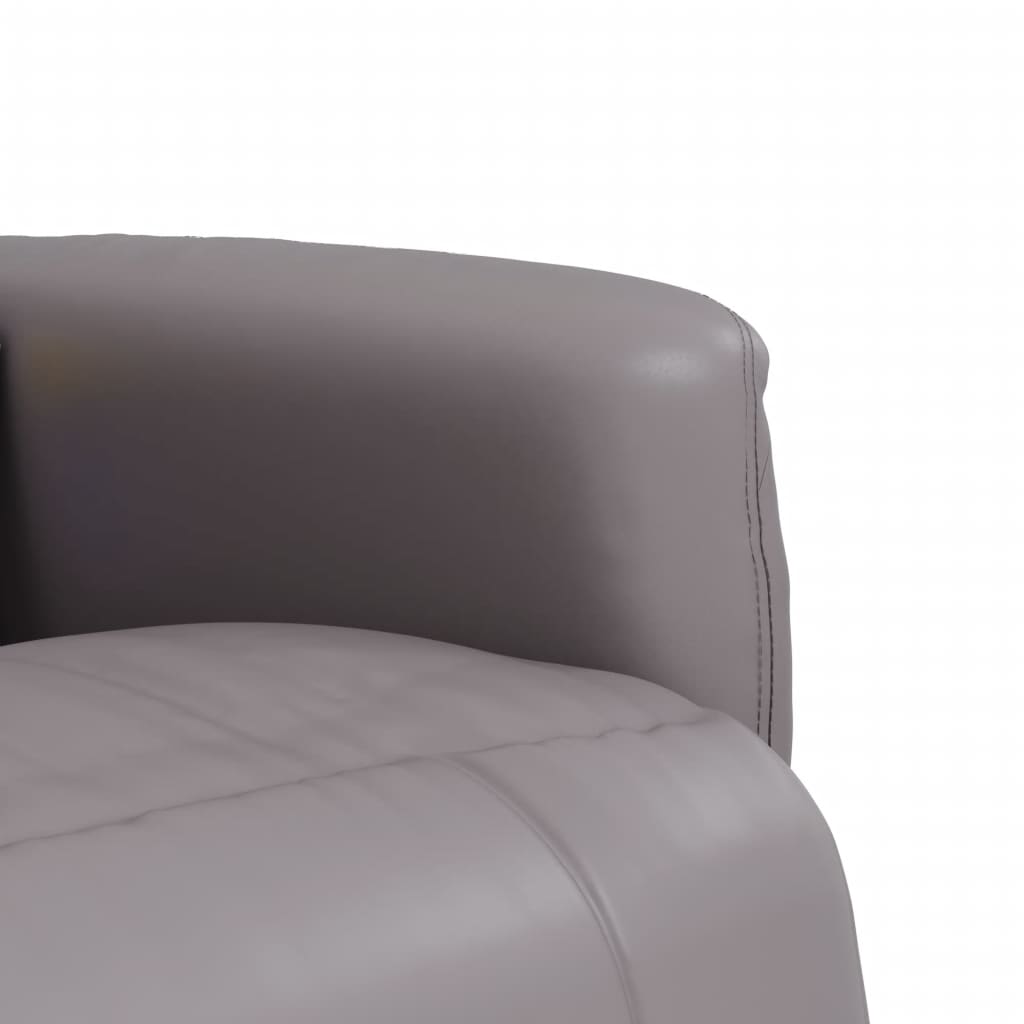 vidaXL Sillón reclinable de masaje con reposapiés cuero sintético gris