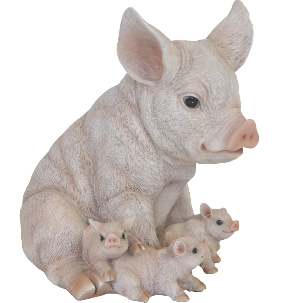 Esschert Design Estatua de cerdo con lechones 19,4x22,3x24,3 cm