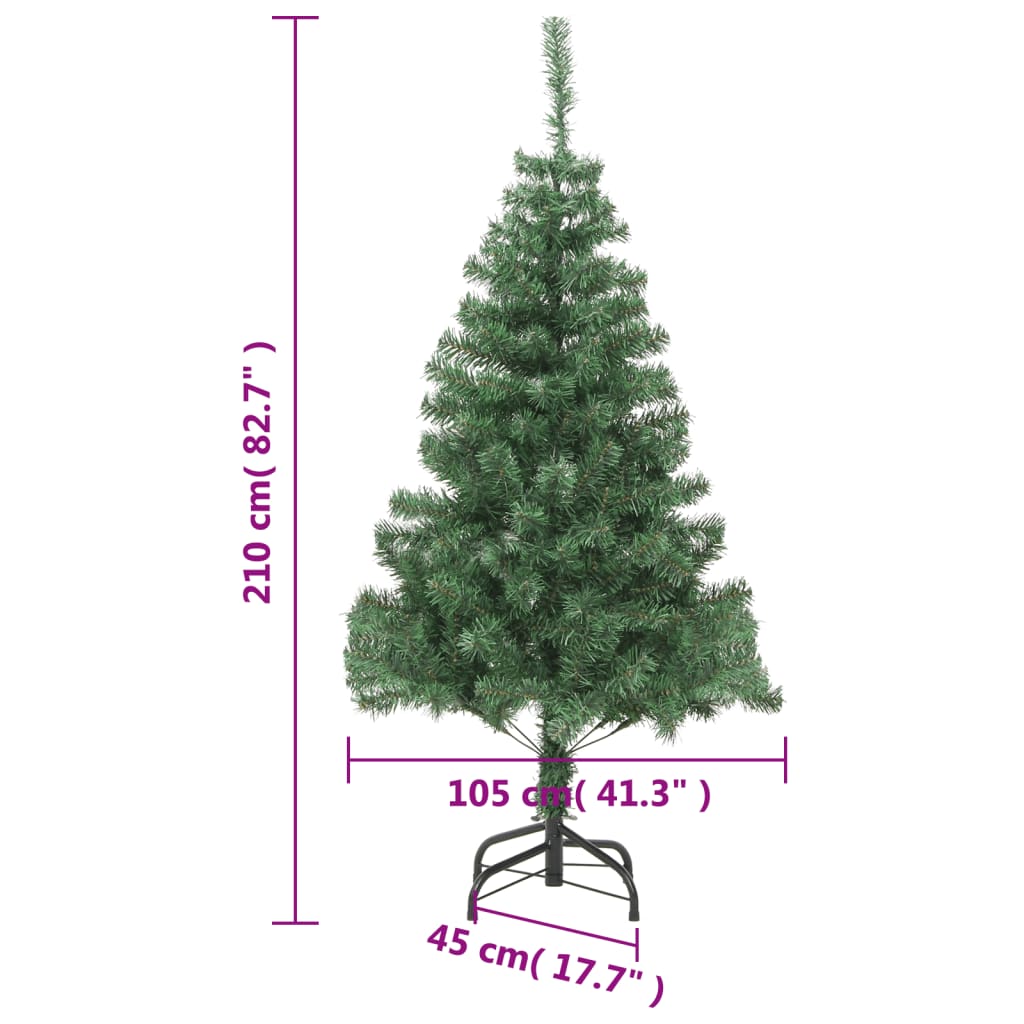 vidaXL Árbol de Navidad artificial con soporte acero 910 ramas 210 cm