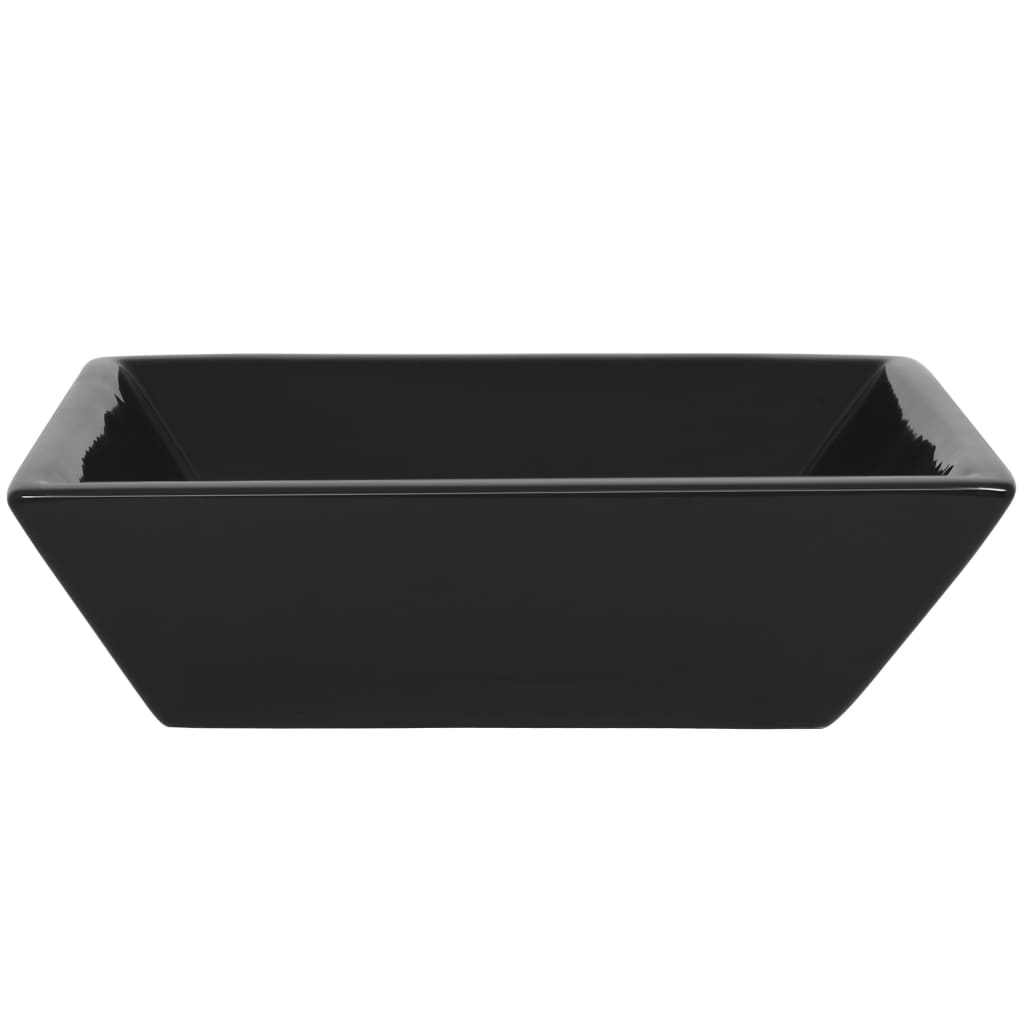 vidaXL Lavabo cuadrado de cerámica negro 41,5x41,5x12 cm