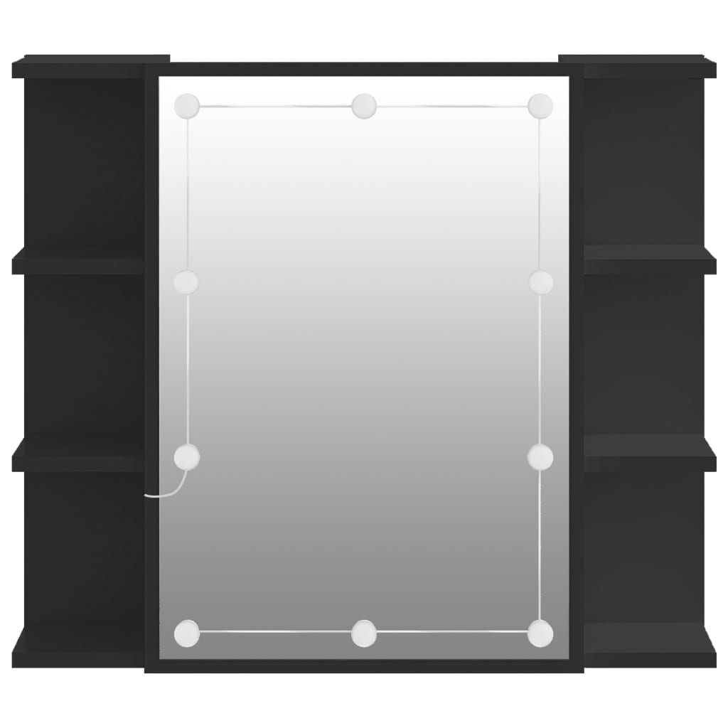 vidaXL Mueble con espejo y LED negro 70x16,5x60 cm