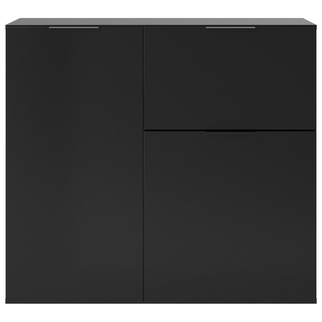 FMD Cómoda con cajón y puertas negro 89,1x31,7x81,3 cm