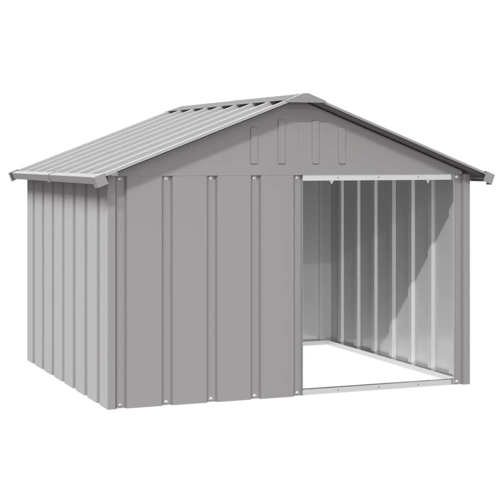 vidaXL Casa para perros acero galvanizado gris 116,5x153x81,5 cm