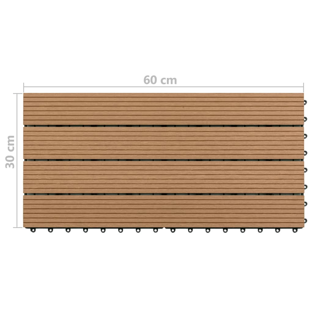 vidaXL Baldosas de porche 6 uds WPC marrón 60x30 cm 1,08 m²