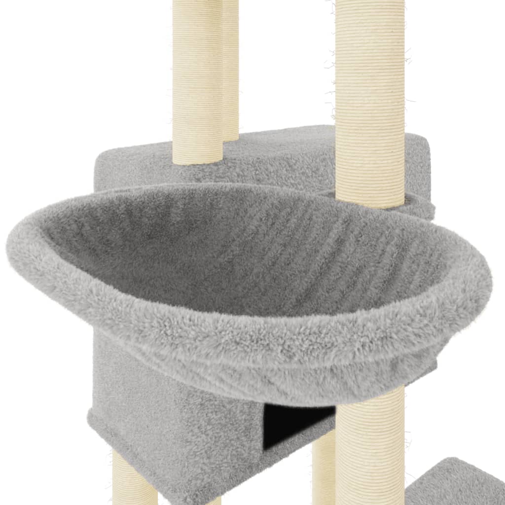 vidaXL Rascador para gatos con postes de sisal gris claro 122 cm