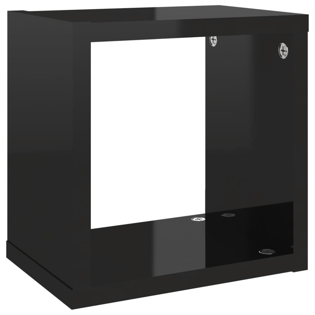 vidaXL Estantes cubos pared 4 uds negro brillante 22x15x22 cm
