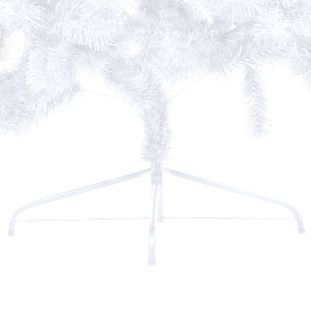 vidaXL Medio árbol de Navidad con luces y soporte blanco 150 cm