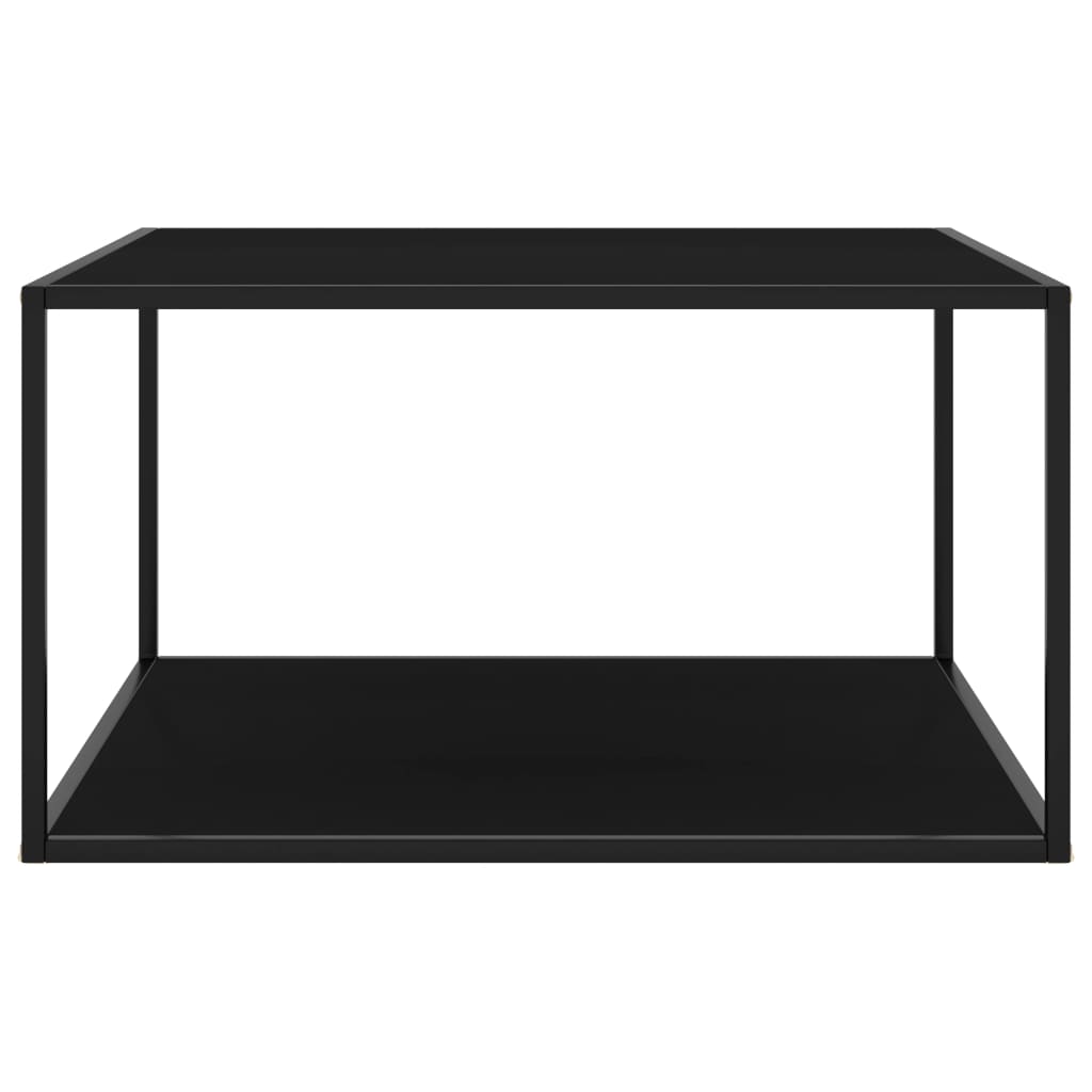 vidaXL Mesa de centro negra con vidrio negro 90x90x50 cm
