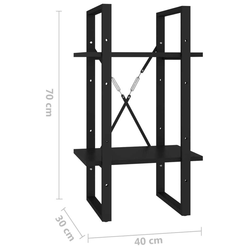 vidaXL Estantería de 2 niveles madera contrachapada negro 40x30x70 cm