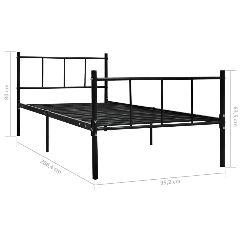 vidaXL Estructura de cama de metal negro 90x200 cm