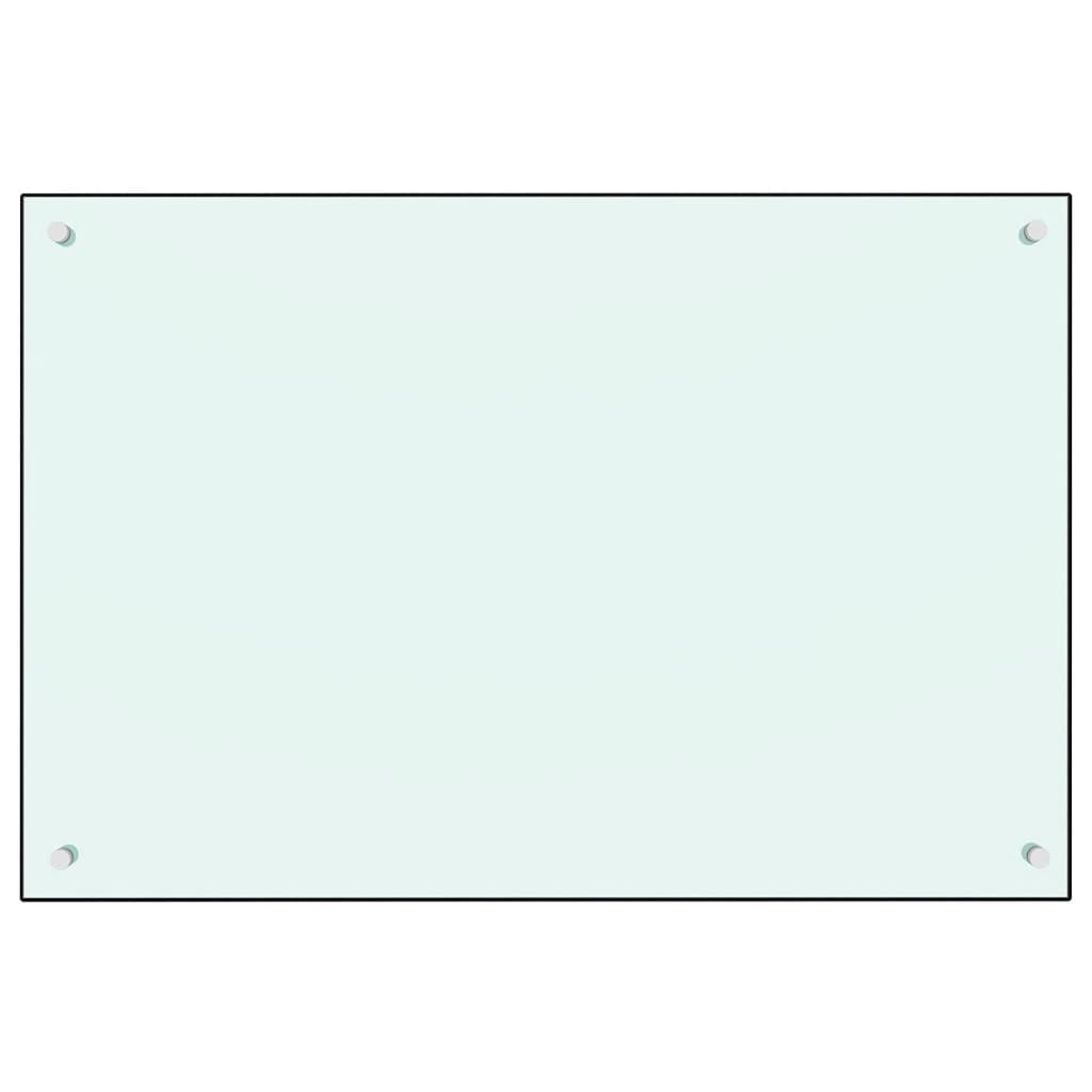 vidaXL Protección salpicaduras cocina vidrio templado blanco 90x60 cm