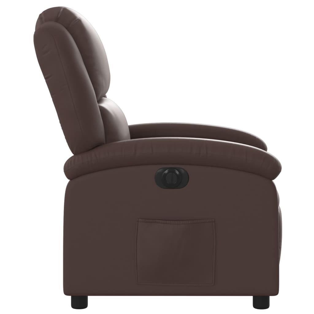 vidaXL Sillón reclinable eléctrico de cuero sintético marrón