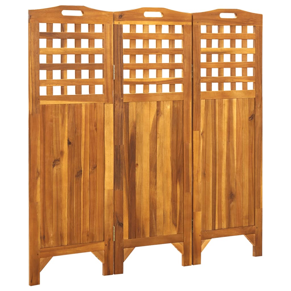 vidaXL Biombo de 3 paneles madera maciza de acacia 121x2x120 cm