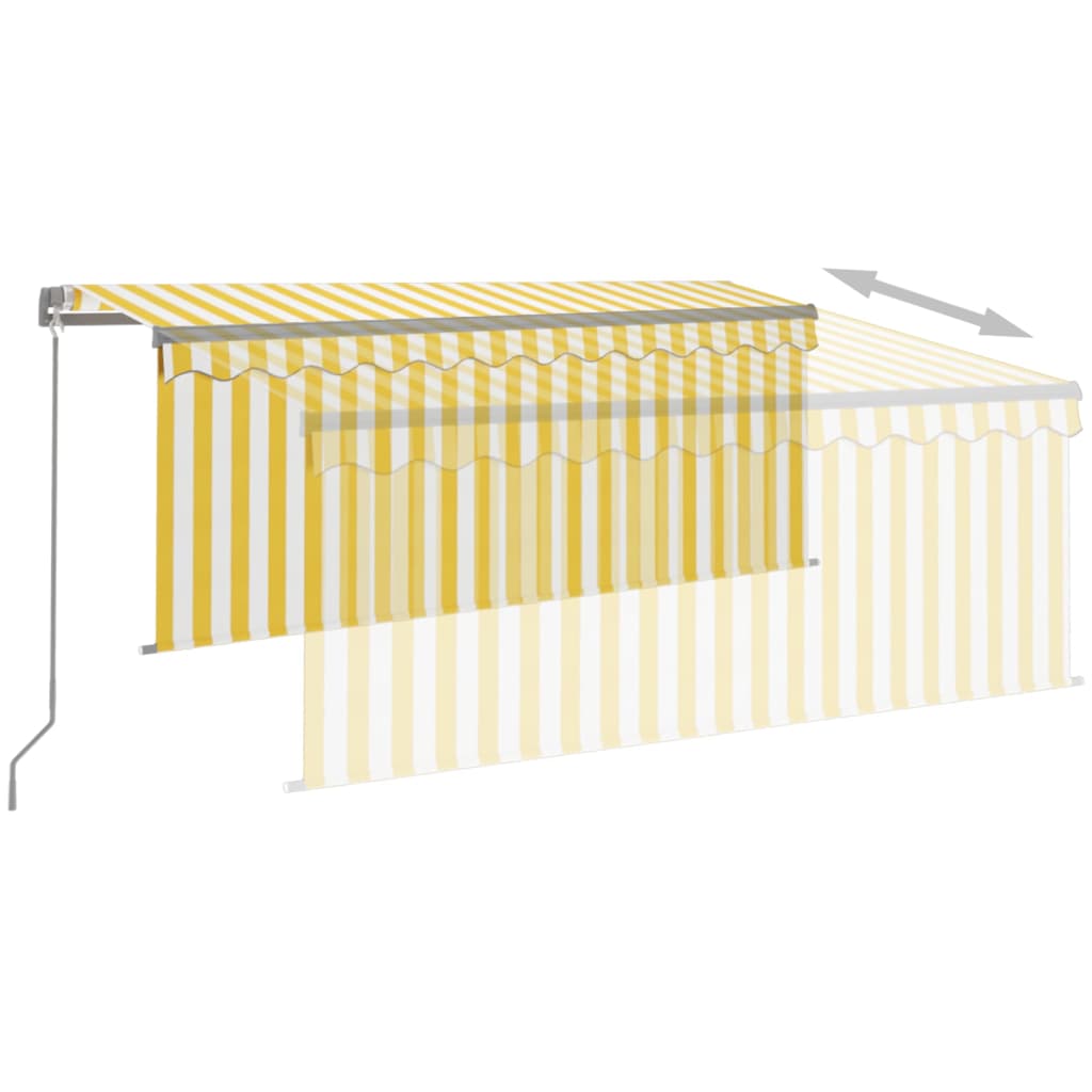 vidaXL Toldo retráctil manual con persiana amarillo y blanco 3,5x2,5 m