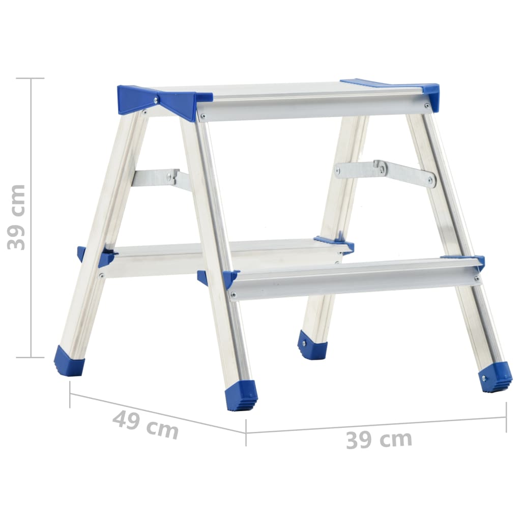 vidaXL Escalera de aluminio doble cara 2 peldaños 44 cm