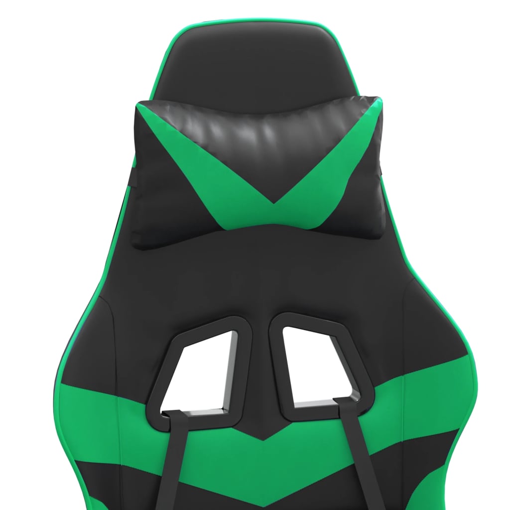 vidaXL Silla gaming giratoria cuero sintético negro y verde