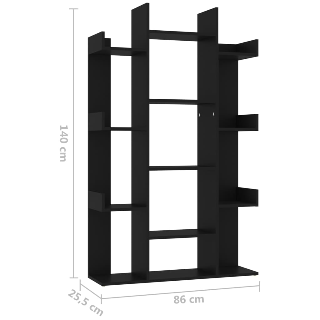 vidaXL Librería de madera contrachapada negro 86x25,5x140 cm