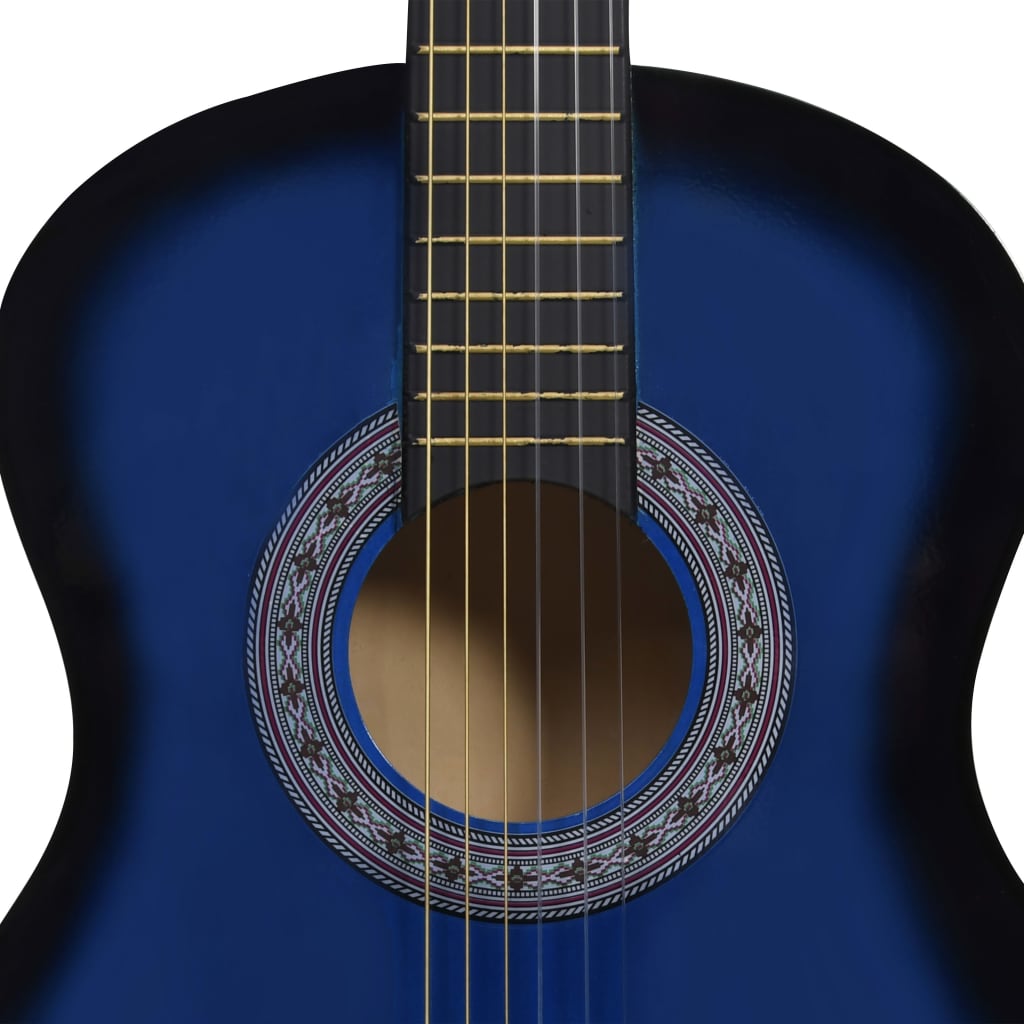 vidaXL Guitarra clásica para principiantes y niños azul 3/4 36"