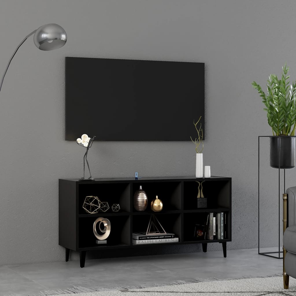 vidaXL Mueble de TV con patas de metal negro 103,5x30x50 cm