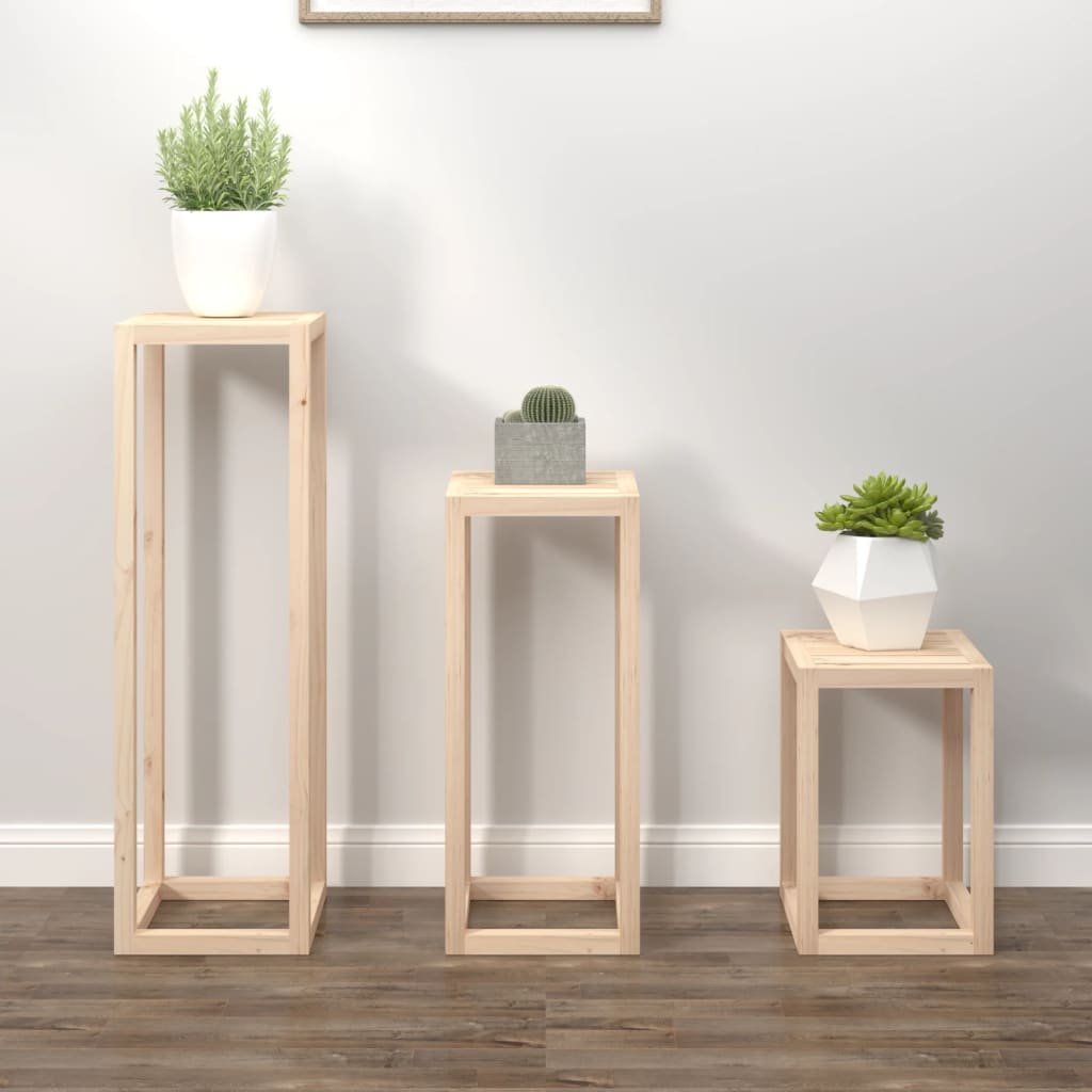 vidaXL Set de soportes para plantas 3 piezas madera maciza de pino