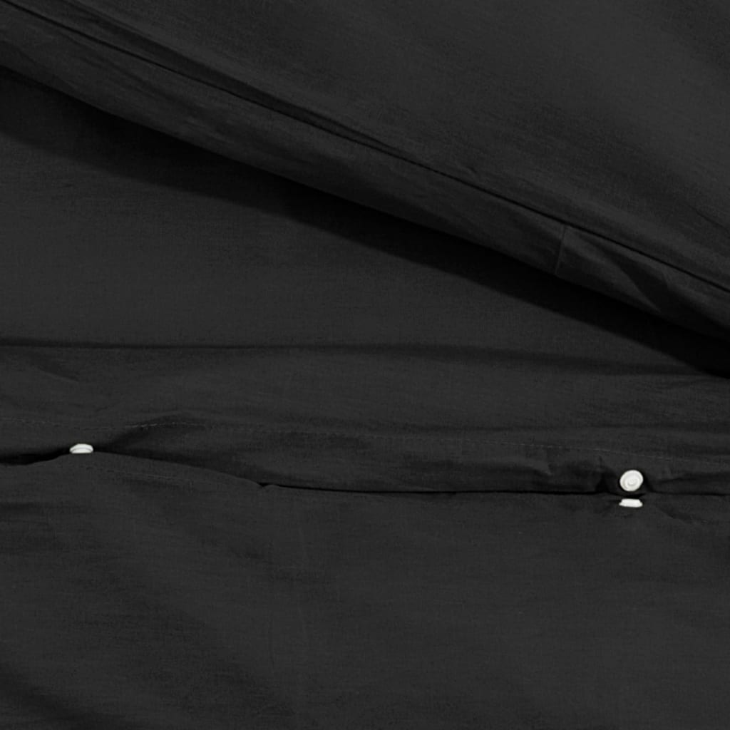 vidaXL Juego de funda nórdica algodón negro 155x220 cm