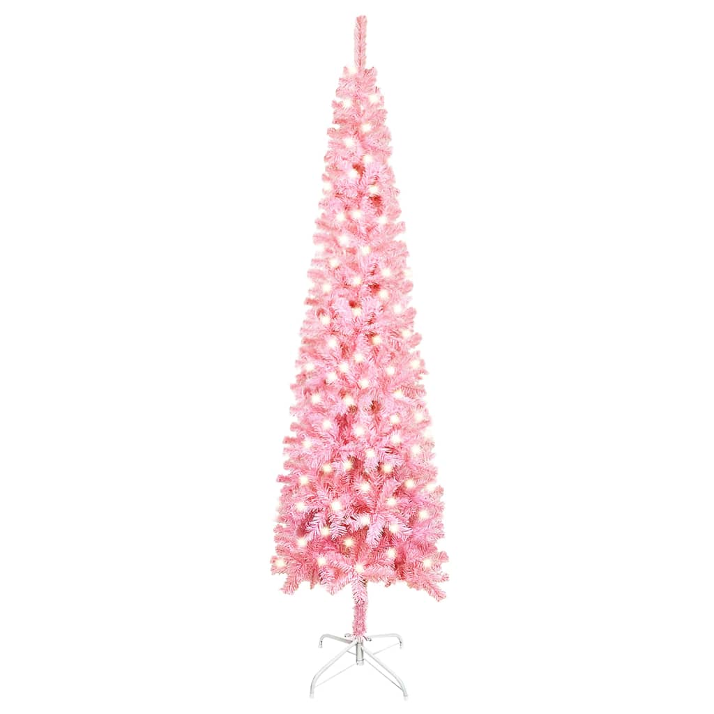 vidaXL Árbol de Navidad estrecho con LED rosa 240 cm