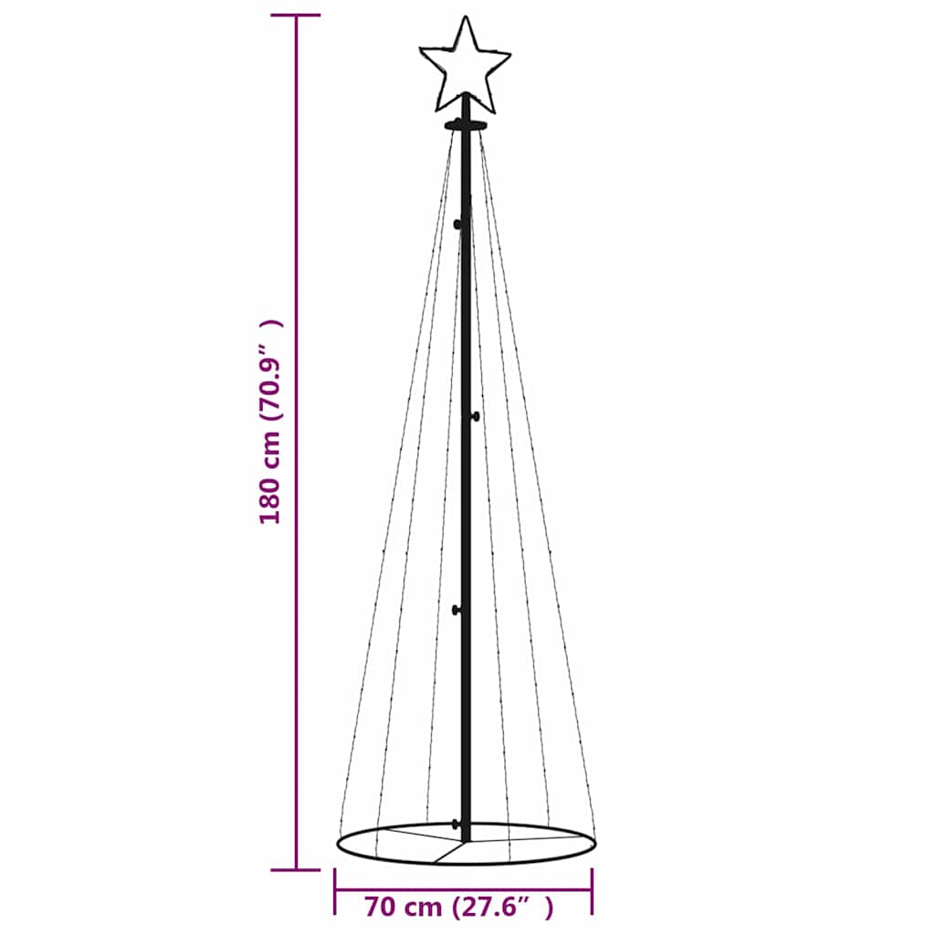 Albero Di Natale A Cono Bianco Freddo 108 Led 70x180 Cm